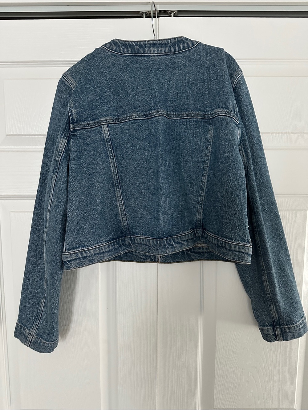 J.Crew Light Blue Denim Top with Black Label - Picture 4 of 5